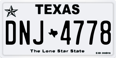 TX license plate DNJ4778