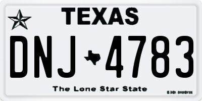 TX license plate DNJ4783