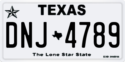 TX license plate DNJ4789