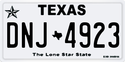 TX license plate DNJ4923
