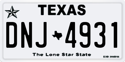 TX license plate DNJ4931