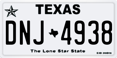 TX license plate DNJ4938