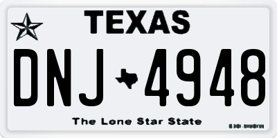 TX license plate DNJ4948
