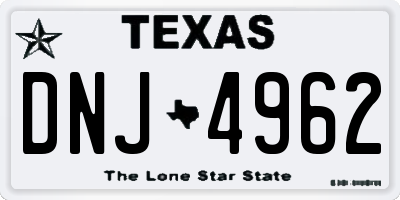 TX license plate DNJ4962