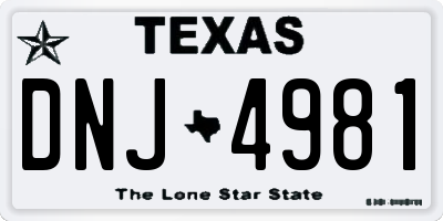 TX license plate DNJ4981