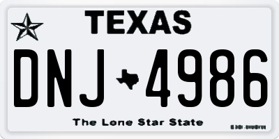 TX license plate DNJ4986