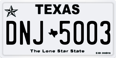 TX license plate DNJ5003