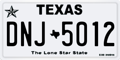 TX license plate DNJ5012