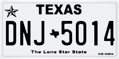 TX license plate DNJ5014
