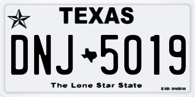 TX license plate DNJ5019