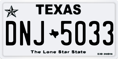 TX license plate DNJ5033