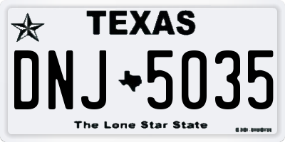 TX license plate DNJ5035