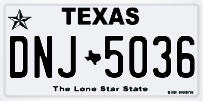 TX license plate DNJ5036