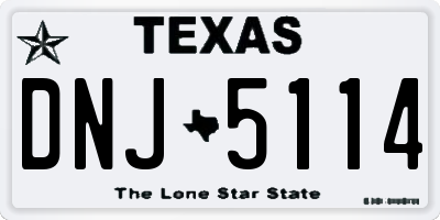 TX license plate DNJ5114
