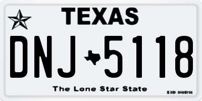 TX license plate DNJ5118