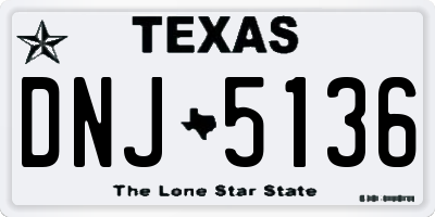 TX license plate DNJ5136