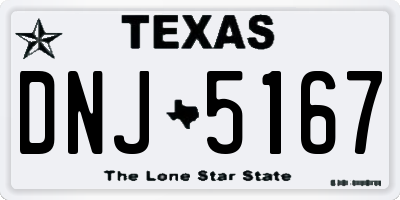 TX license plate DNJ5167