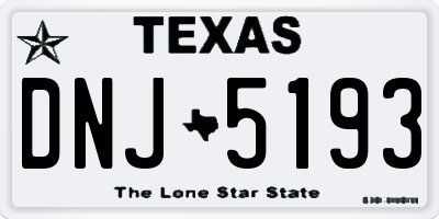 TX license plate DNJ5193