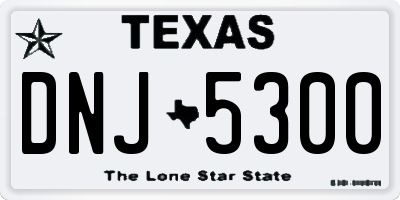 TX license plate DNJ5300