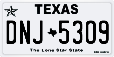 TX license plate DNJ5309