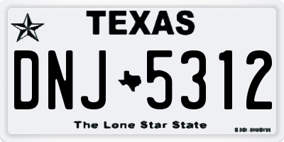 TX license plate DNJ5312