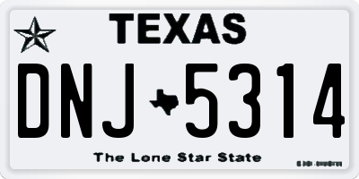 TX license plate DNJ5314