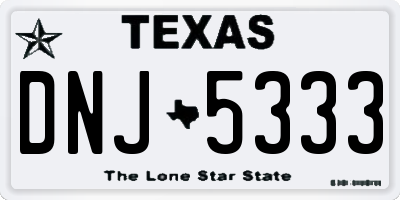 TX license plate DNJ5333