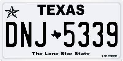TX license plate DNJ5339