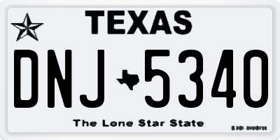 TX license plate DNJ5340