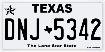 TX license plate DNJ5342
