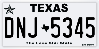 TX license plate DNJ5345
