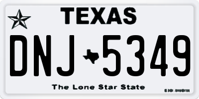 TX license plate DNJ5349