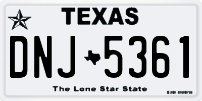 TX license plate DNJ5361