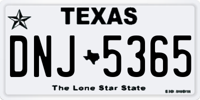 TX license plate DNJ5365