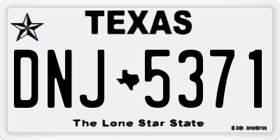 TX license plate DNJ5371