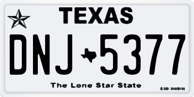TX license plate DNJ5377