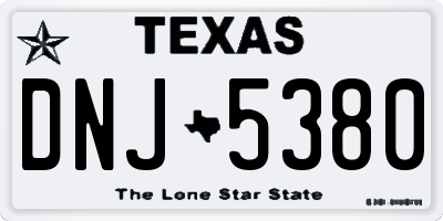 TX license plate DNJ5380