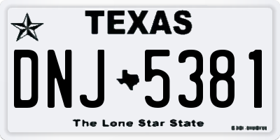 TX license plate DNJ5381