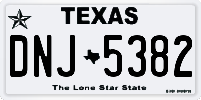 TX license plate DNJ5382