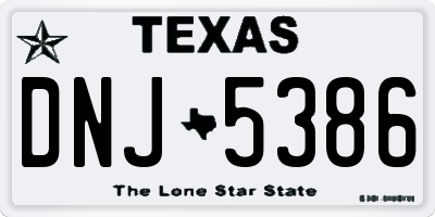 TX license plate DNJ5386