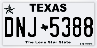 TX license plate DNJ5388