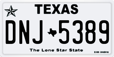 TX license plate DNJ5389