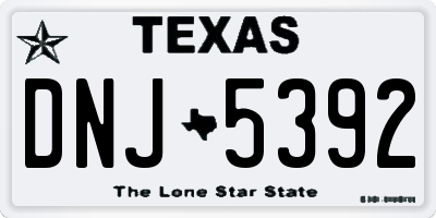 TX license plate DNJ5392