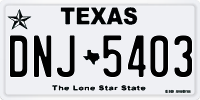 TX license plate DNJ5403