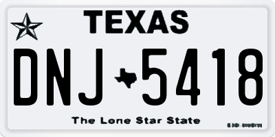 TX license plate DNJ5418