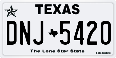 TX license plate DNJ5420