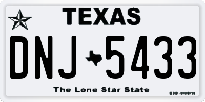 TX license plate DNJ5433