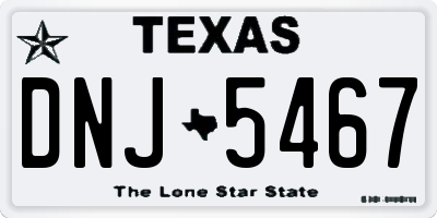 TX license plate DNJ5467