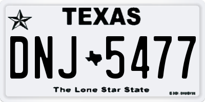 TX license plate DNJ5477