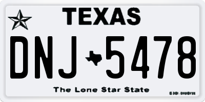 TX license plate DNJ5478